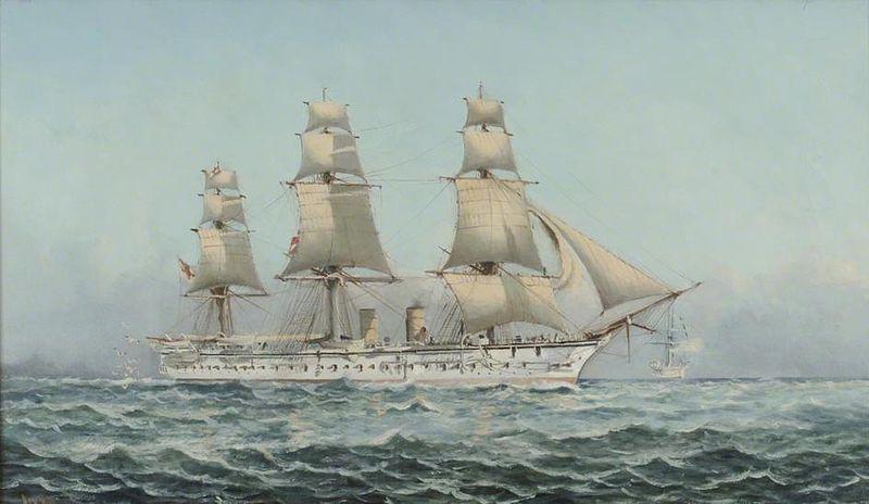 Henry J. Morgan HMS 'Boadicea' Norge oil painting art